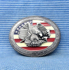 American Flag Eagle Belt Buckle Cowboy Cowgirl Biker Patriot Vtg 90s   .TYC694