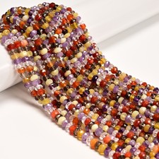 Natural Mixed Gemstone Faceted Rondelle Beads Size 4x6mm 5x8mm 15.5" Strand