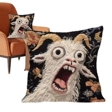 Surreal Art Screaming Goat Linen Pillow Covers Cushion Case Housewarming Gift