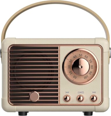 Bluetooth Lautsprecher Retro Musikbox Box Soundbox Tragbar Kabellos Weiß C251