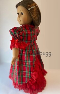 Victorian Christmas Gown Shoes Clips for American Girl 18'' Doll Clothes Samantha