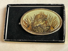 Vintage Goldtone Bald Eagle Belt Buckle Lacquered