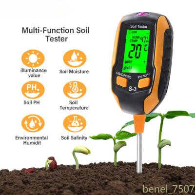 6 IN 1 Soil PH Meter Farm Garden Soil Humidity Salinity TEMP Tester