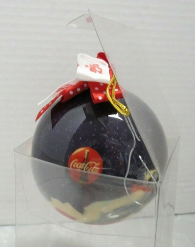 Vintage 1995 Coca-Cola Round Christmas Ornament - Polar Bear Skiing With Coke - Picture 3 of 7