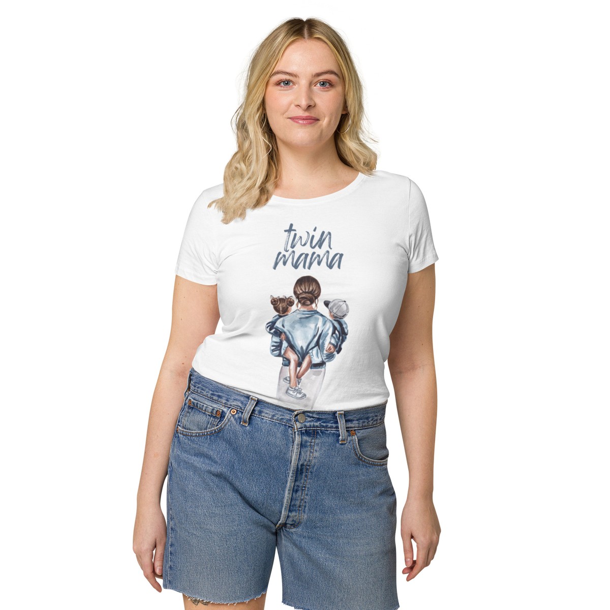 organic cotton Twin mama T shirt, Twins mum gift, boy girl twins