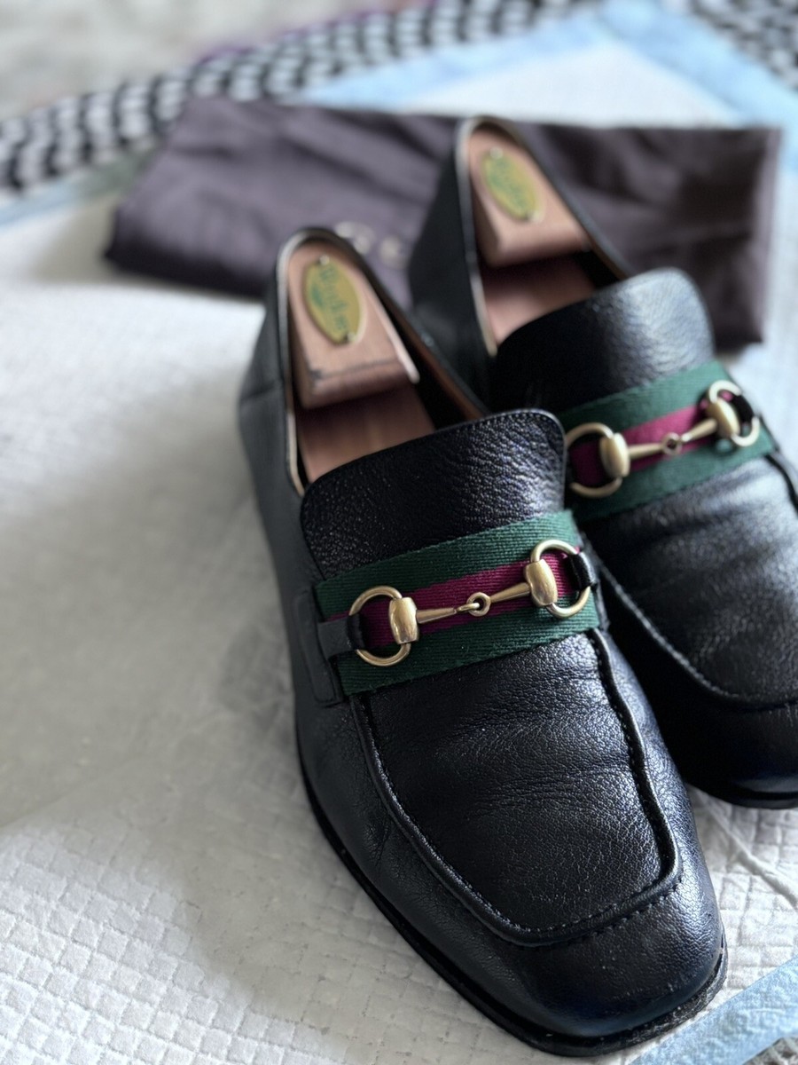 Gucci Black Leather Horsebit Loafers with Green & Red AUTHENTIC!! Fits Sz.9 Men s-l400.jpg main image 2
