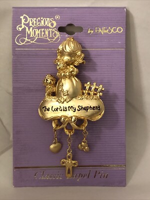 Precious Moments Lapel Pin The Lord Is My Shepherd Charms Cross Heart Flower  96