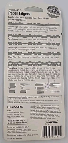 Fiskars: Crafting Paper Edgers Lot of 2 - Bubbles & Provincial/Brand New Sealed! - Picture 5 of 5