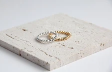 925 Silver Starling Gold & Silver Plain Round Stretchable Starch Gold Rings Set