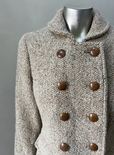 Tweed veste double poitrine laine manteau veste courte 10 - Photo 3/6