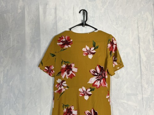 Magnolia Sky Women’s Wrap Around Floral Dress Belt Tie Size L shot Split Sleeves - Picture 7 of 9