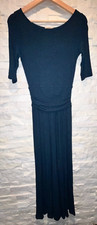 NWT Women's ANTHROPOLOGIE Bordeaux Fit & Flare S/S Long Knit Dress Blue Small