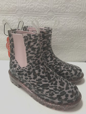 Wonder Nation Girl s Missy Rain Boots, Pink Leopard Glitter, Size 4-5