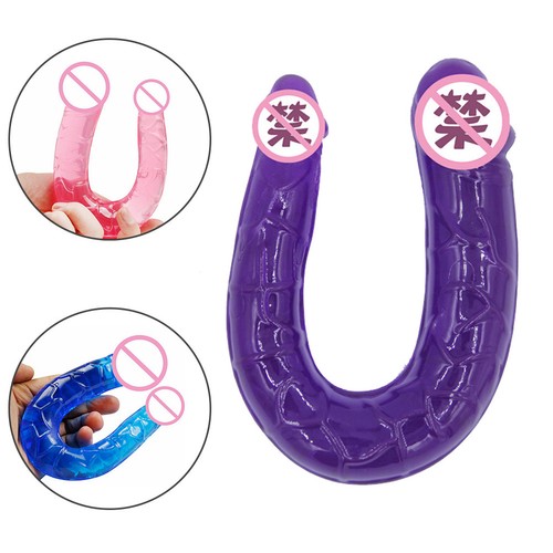 Double-Dildo-Flexible-Jelly-Vagina-and-Anal-Women-Gay-Lesbian-Double-Ended8OP