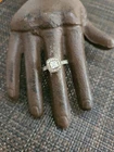 VINTAGE GJI STERLING SILVER CUSHION SET CLEAR STONES RING SIZE 6 925 .50CT MAIN