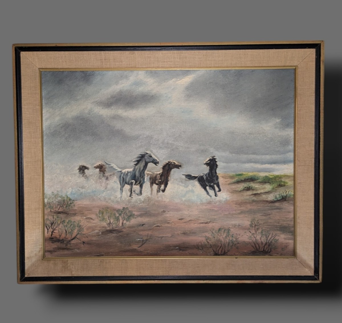 FREE AS THE WIND SIGNED 1967 OIL PAINTING AFTER AUGUST ALBO WILD