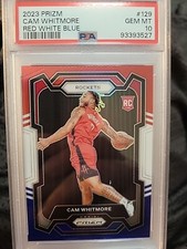 2023-24 PANINI PRIZM CAM WHITMORE RED WHITE BLUE PRIZM ROOKIE RC 129 PSA 10 GEM 