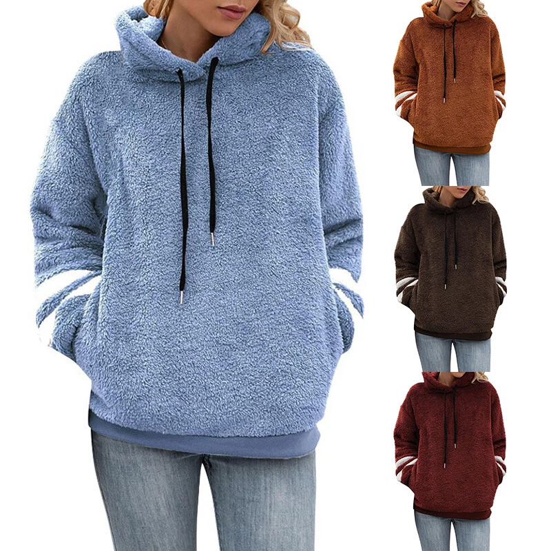 Womens Fleece Ladies Hoodies Coat Warm Fluffy Hooded Sweatshirt Jacket  Jumper # | eBay