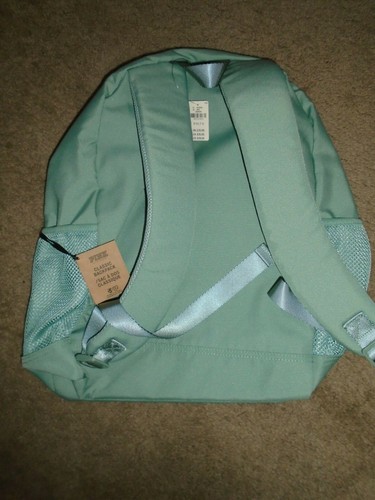 Mochila verde salvia rosa de Victoria's Secret con cremallera con bolsillo delantero nueva con etiquetas - Imagen 2 de 2