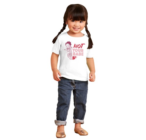 Betty Boop Biker Not Your Babe Heart Cartoon Toddler Girl Youth T Shirt For Kids - Picture 3 of 5