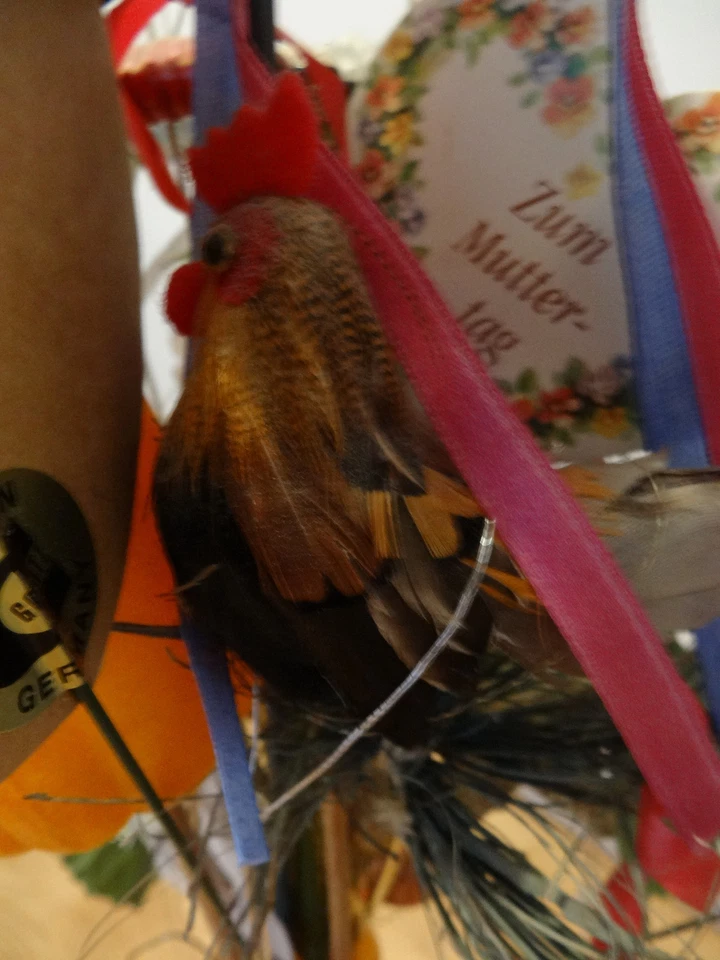 Vase schmal mit Rose Kunstblume Schmetterling Glasvase Muttertag Dekoration TOP* - Bild 3 von 4