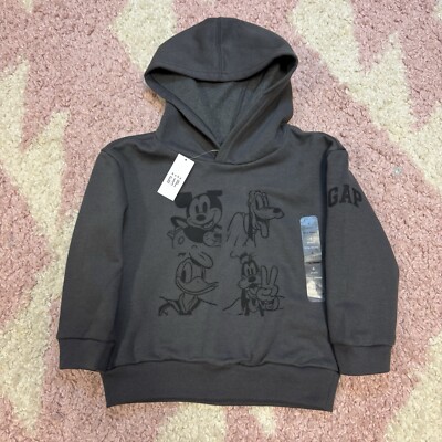 Baby Gap Disney Mickey Goofy Donald Pluto Hoodie Grey Gray Sz 4T New With Tags