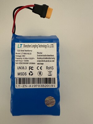 Li-ion battery, 36V Shenzhen Longting LT1865-NL03 4.0 Ah, 144Wh