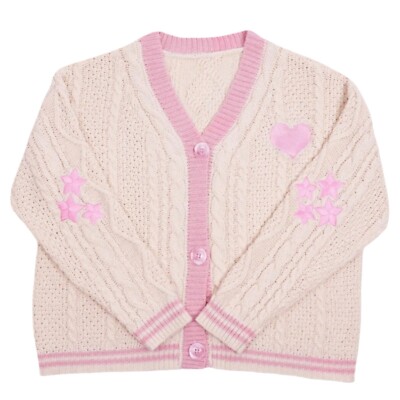 TS Cardigan-Women V-Neck Button Star Embroidered Sweater