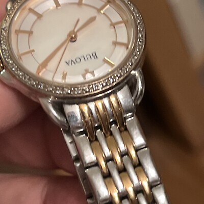Bulova Two Tone Steel Diamond MOP Sticks Dial Ladies Quartz  display picture 2