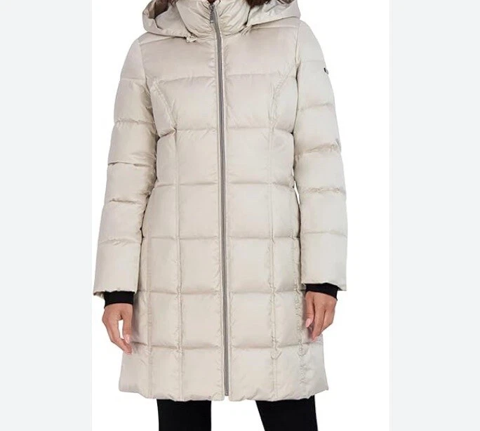 Tahari Women’s maxi Puffer Jacket Zipper Front Detachable Hood Storm Cuff 36” XS - Image 2 of 4