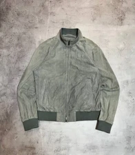 Gimo’s Perforation Jacket Leather Luxury Bomber Jacket Gray Size M