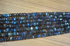 Natural Fully Blue Flashy Labradorite Faceted Rondelle 5-6MM Gemstone Beads 8"