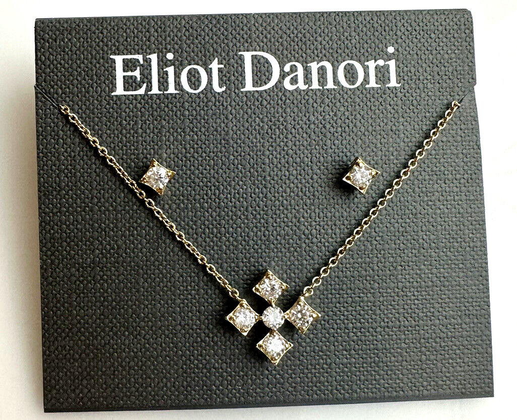 Eliot Danori 18k Gold Plated Crystal Bracelet Stud Earrings Set