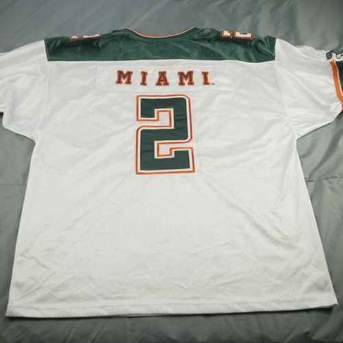 Vintage Miami Hurricanes Jersey Mens Extra Large White Green #2 Ibis Colosseum - Picture 9 of 16