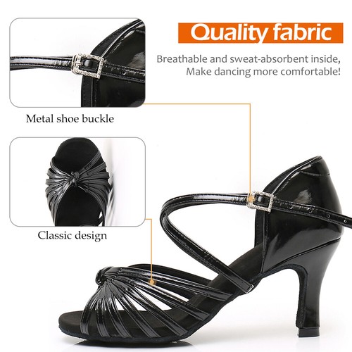 Women Ballroom Latin Dance Shoes Ladies Tango Salsa Shoes 6-9cm Heels Size 34-42 - 第 3/15 張圖片