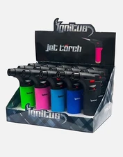 IGNITUS FROSTED COLORS JET GUN TORCH LIGHTER DISPLAY of 15