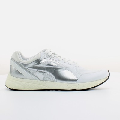 Puma 698 Ignite Metallic White Textile Womens Lace Up Trainers 361086 02