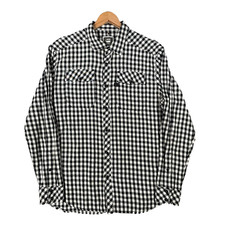 G Star Raw Shirt Mens XL Black White Pearl Snaps Checked Plaid Western Top