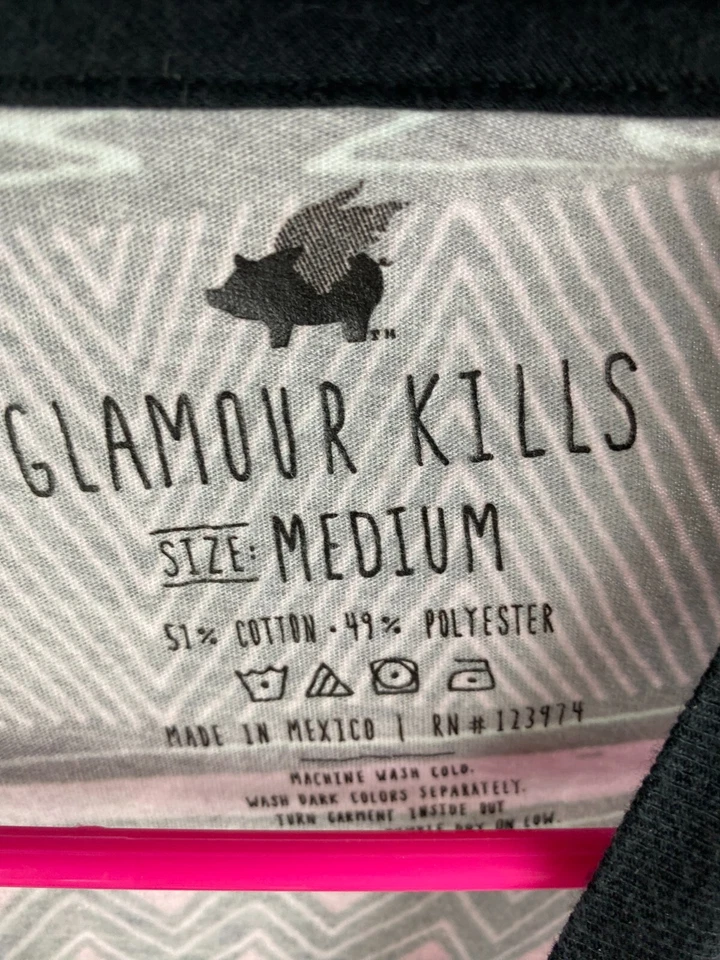 Camiseta sin mangas Glamour Kills para mujer M rosa/gris estampado azteca, ribete negro con bolsillo Foto 2 de 4