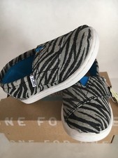 Tiny Toms Metallic Canvas Zebra Black/Gray toddler Girl US Size 6, 7, 8, 9, 10
