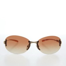 Large Brown Oval Vintage Sunglasses - Eugena