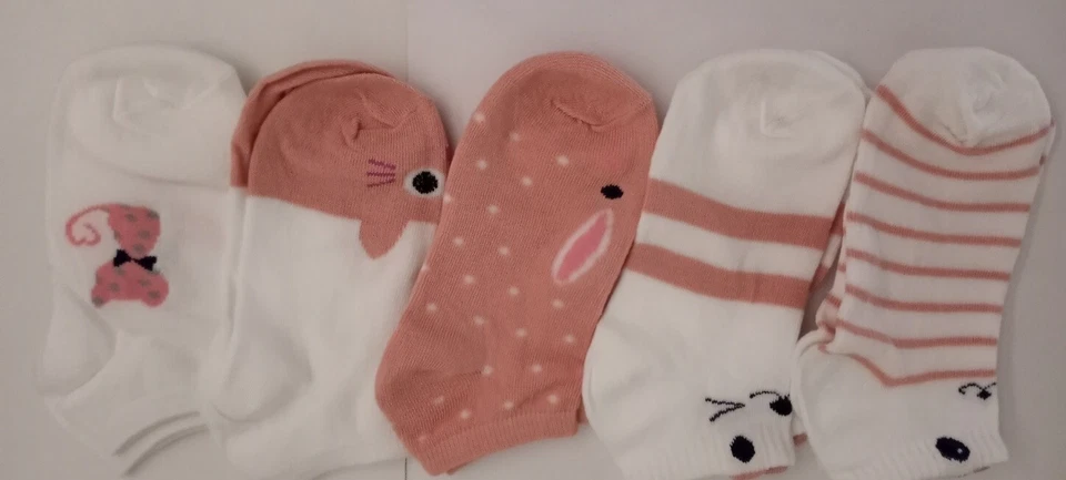 5 pares de calcetines animales no show lindos gato y conejo varios colores Foto 2 de 2