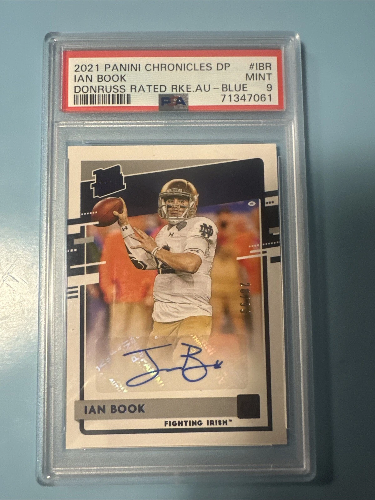 Ian Book Panini Chronicles Draft Picks Donruss Rated Rookie Autographs #IBR Blue
