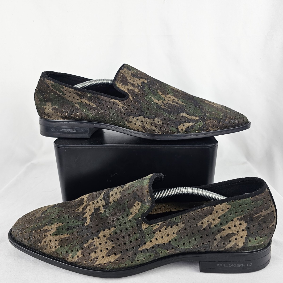 KARL LAGERFELD Paris Camouflage Camo Green Leather  display picture 3