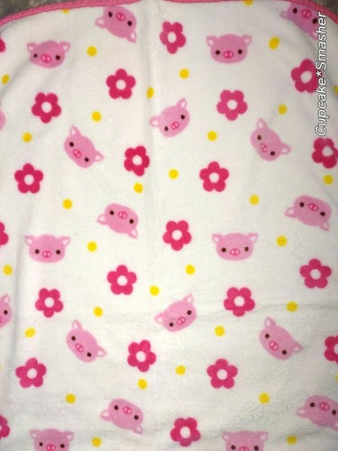 Baby Girl PIG Pink Flower Yellow Polka Dot Fleece HTF Blanket Lovey 30x40 SOFT - Picture 2 of 5