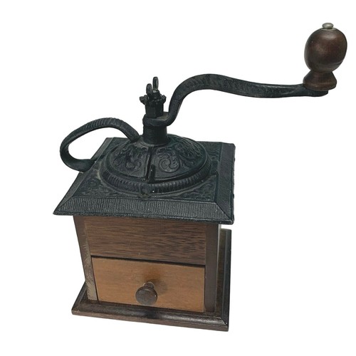 Enesco Vintage Cast Iron Hand Crank Wooden Coffee Grinder eBay