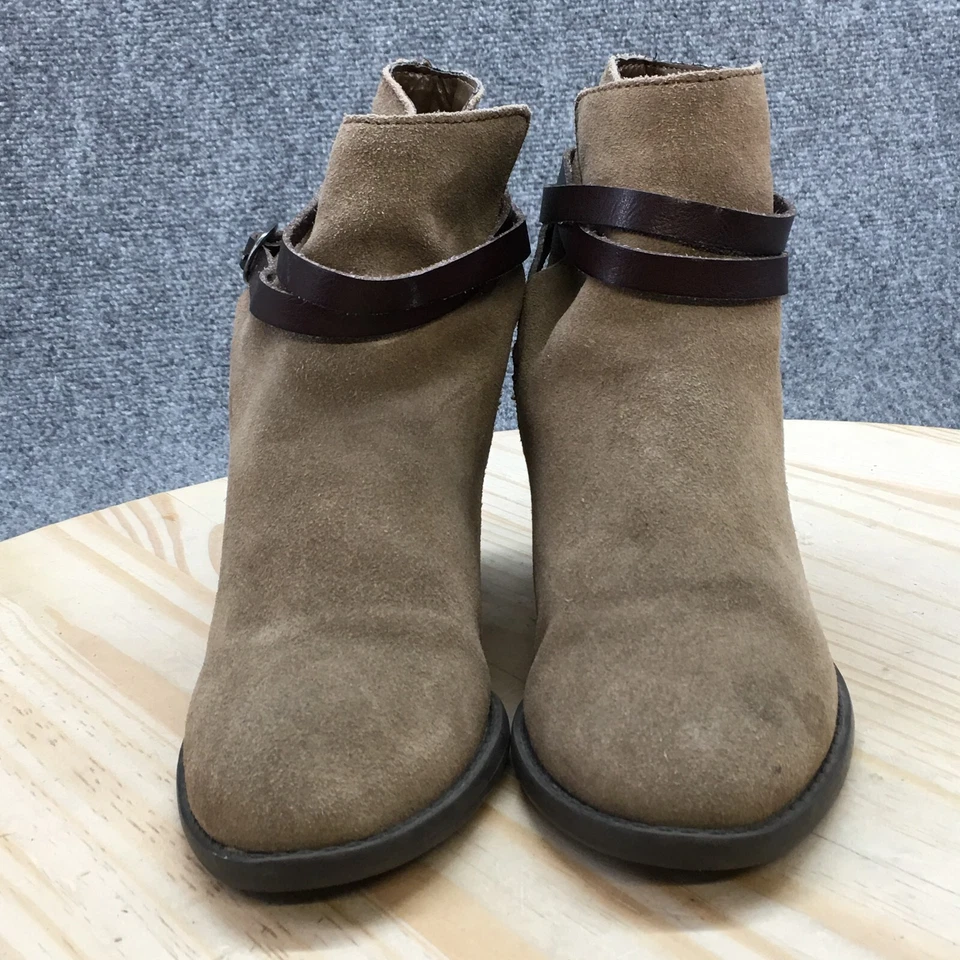 American Eagle Outfitters Botas Mujer 7.5 Botín Marrón Gamuza Hebilla Bloque Foto 3 de 4