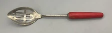 Vtg ANDROCK Red Wood Handle Kitchen Utensil Slotted Spoon 11.5" Made in the USA