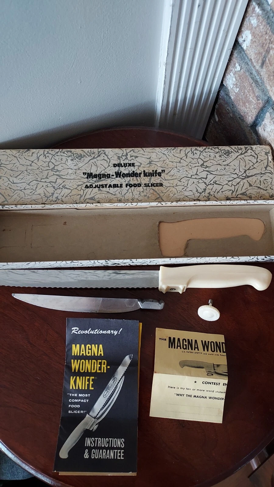 Vintage Deluxe Magna Wonder Knife Kitchen Food Slicer Box Pamphlet Switzerland