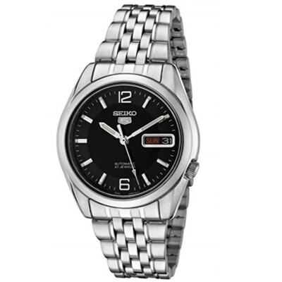 Seiko Serie 5 SNK393K1 Automatikuhr schwarzes Zifferblatt Stahlarmband
